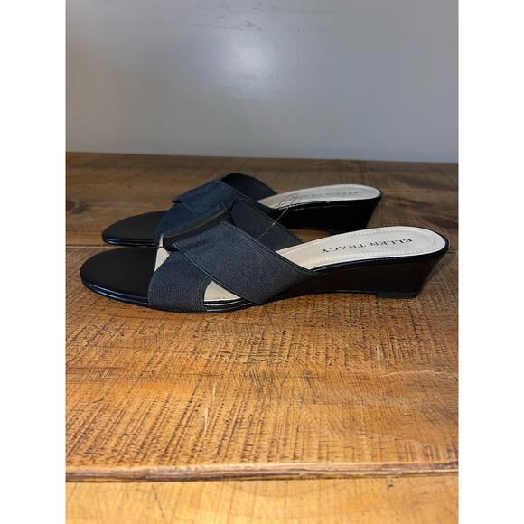 NWOB Womens Ellen Tracy Black Dressy Casual Open-Toe Sandals Stretch Size 8.5 - Picture 4 of 7